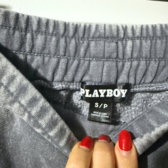 Playboy Bunny Graphic Joggers – Grey Acid Wash – Women’s Small – Trendy Retro - Picture 7 of 9